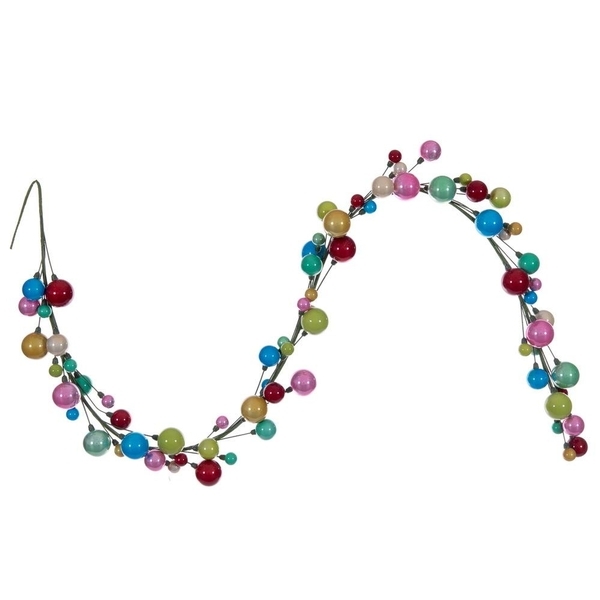 6' Multicolor Pearl Ball Branch Wire Garland