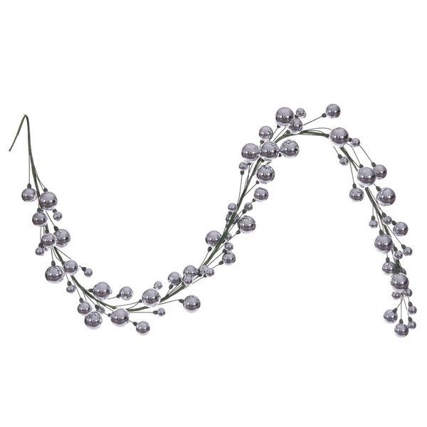 6' Silver Matte Shiny Pearl Ball Branch Wire Garland 6' Silver Matte Shiny Pearl Ball Branch Wire Garland