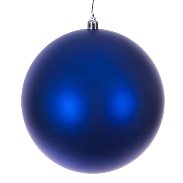 4" Blue Matte Seamless UV Drilled Christmas Ornament (6 Pack)