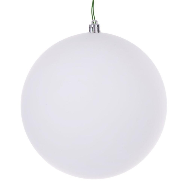 4" White Matte Seamless UV Drilled Christmas Ornament (6 Pack)