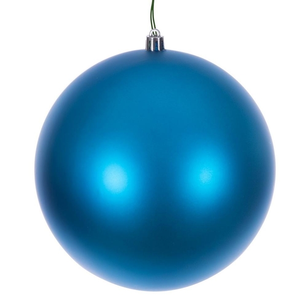 4" Turquoise Matte Seamless UV Drilled Christmas Ornament (6 Pack)