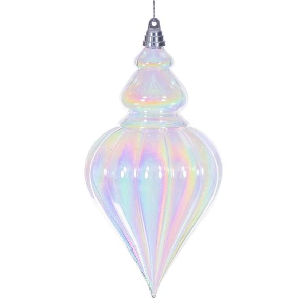 12" Clear Iridescent Drop Ornament