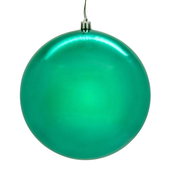 4" Teal Shiny Seamless UV Drilled Christmas Ornament (6 Pack)