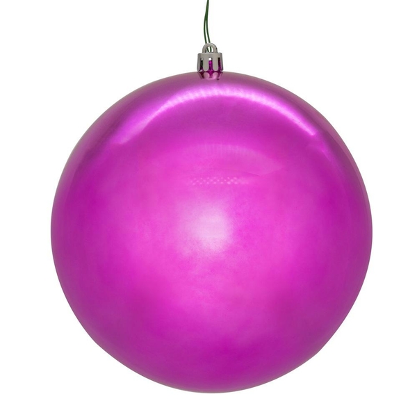 4" Hot Pink Shiny Seamless UV Drilled Christmas Ornament (6 Pack)