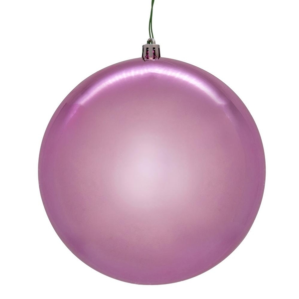 4" Pink Shiny Seamless UV Drilled Christmas Ornament (6 Pack)