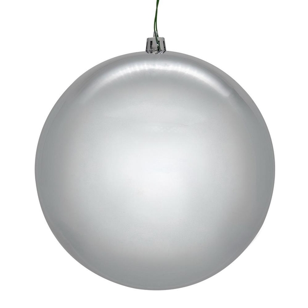 6" Silver Shiny Ball Ornament (4 Pack)