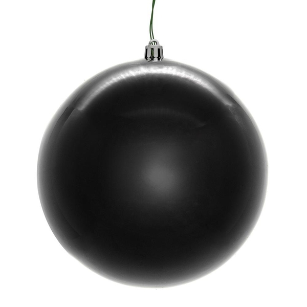 6" Black Pearl Ball Ornament (4 pack)