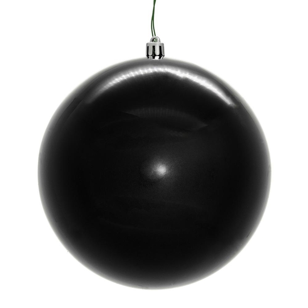 6" Black Shiny Ball Ornament (4 Pack)