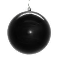 Vickerman 6" Black Shiny Ball Ornament (4 Pack)