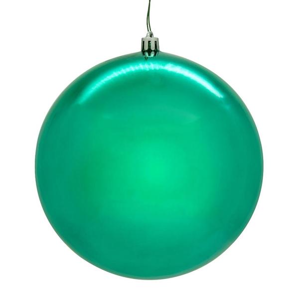 8" Teal Shiny Seamless UV Drilled Christmas Ornament