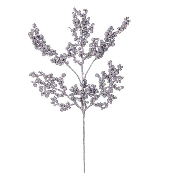 14" Silver Glittery Berry Artificial Wired Stem Christmas Pick (3 Pack)