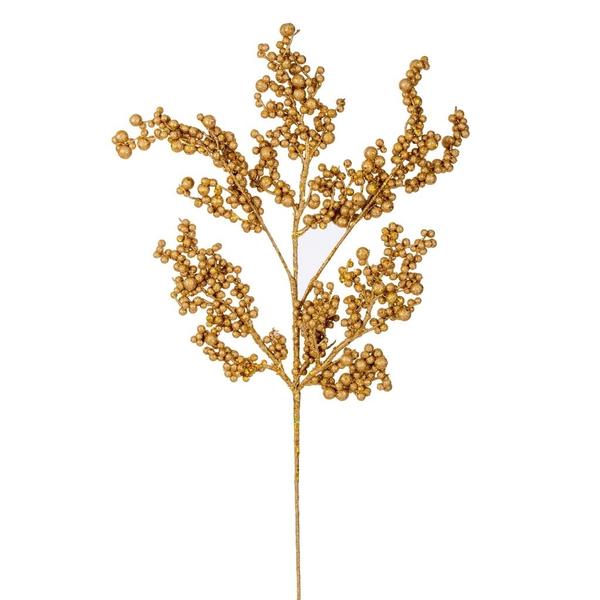 14" Gold Glittery Berry Artificial Wired Stem Christmas Pick (3 Pack)