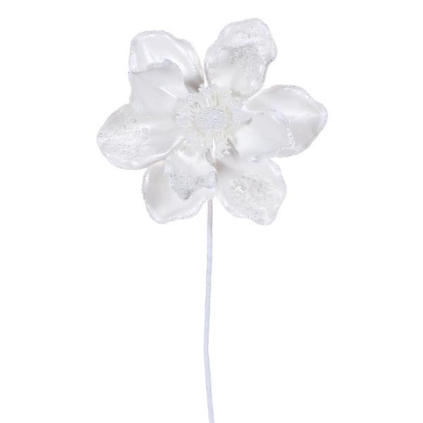 17" White Magnolia Pearl Flower (2 Pack)