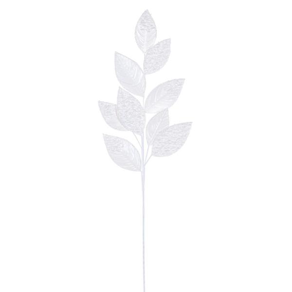 32" White Faux Leather Pearl Leaf Spray (2 Pack)