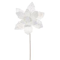Vickerman 17" Ivory Poinsettia Velvet Pearl Flower (2 Pack)