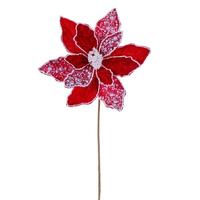 Vickerman 17" Red Poinsettia Velvet Pearl Flower (2 Pack)