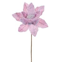Vickerman 17" Pink Poinsettia Velvet Pearl Flower (2 Pack)