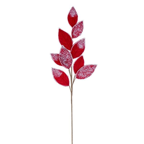 32" Red Velvet Pearl Leaf Spray (2 Pack)