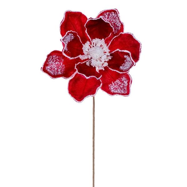 17" Red Velvet Magnolia Pearl Flower (2 Pack)