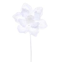 Vickerman 17" White Velvet Magnolia Pearl Flower (2 Pack)