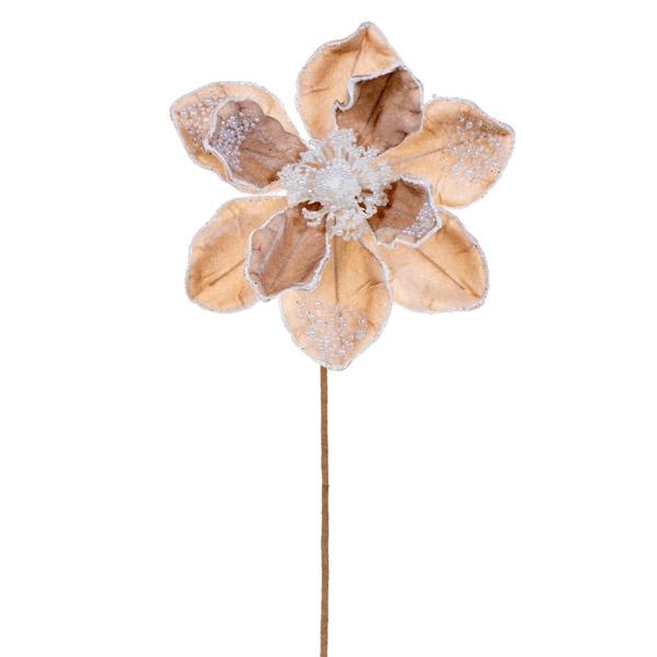 17" Champagne Velvet Magnolia Pearl Flower (2 Pack)