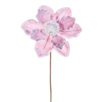 Vickerman 17" Pink Velvet Pearl Magnolia Flower (2 Pack)