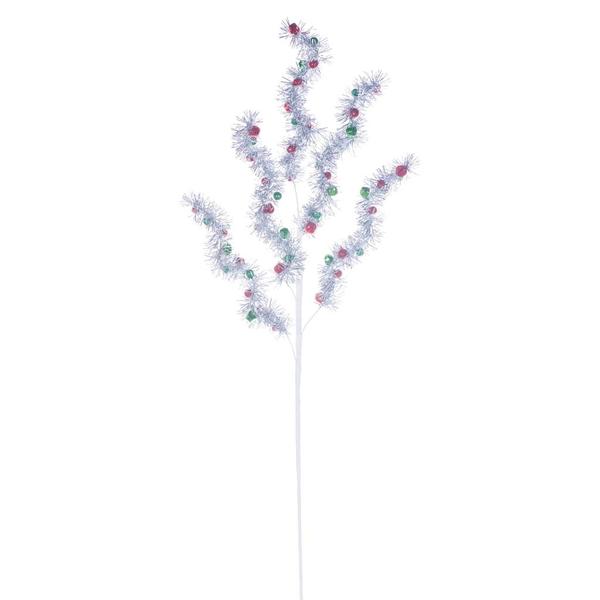 33" Silver/Red/Green Tinsel Ball Spray (2 Pack)