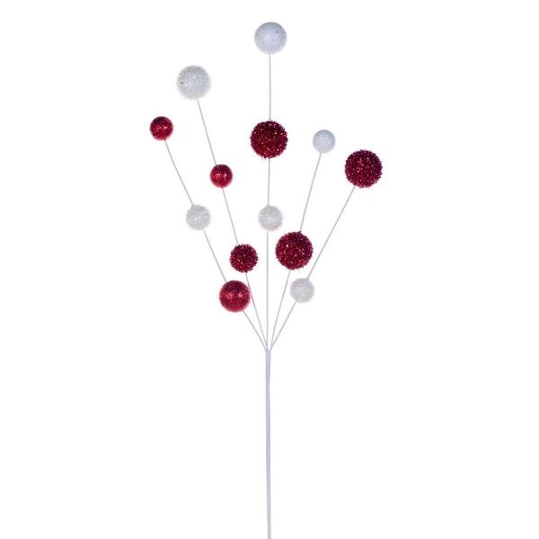 28" Red/White Glitter Ball Spray (2 Pack)