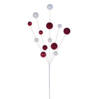 Vickerman 28" Red/White Glitter Ball Spray (2 Pack)