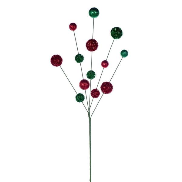28" Red/Green Glitter Ball Spray (2 Pack)
