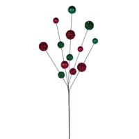 Vickerman 28" Red/Green Glitter Ball Spray (2 Pack)