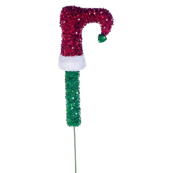 24" Green/Red/White Elf Legs Spray