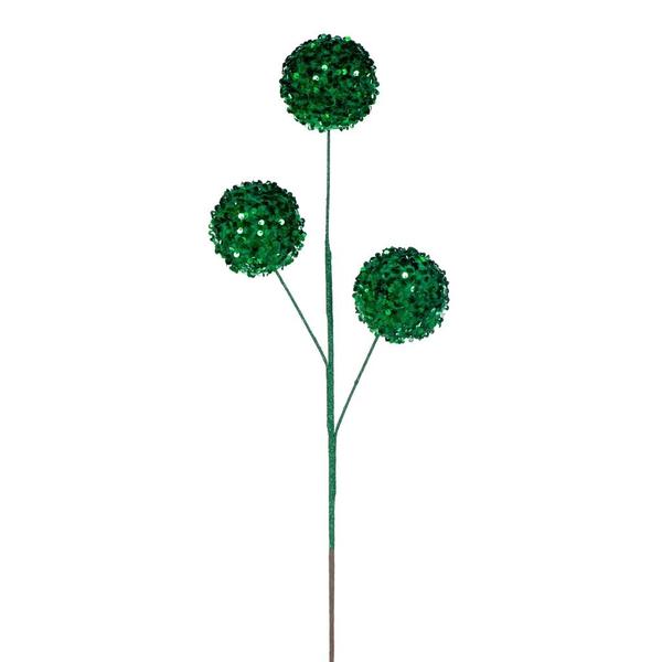 26" Green Sequin Triple Ball Spray (2 Pack)