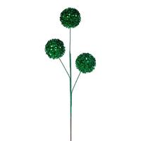 Vickerman 26" Green Sequin Triple Ball Spray (2 Pack)