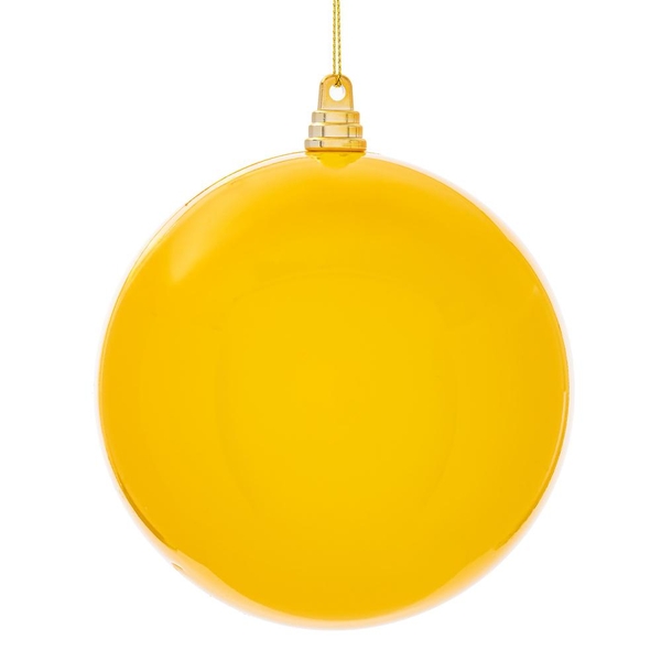 6" Yellow Enamel High Gloss Ball Ornament (4 pack)