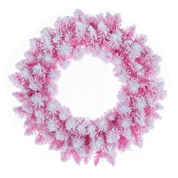 24" Flocked Pink Fir Artificial Wreath Unlit