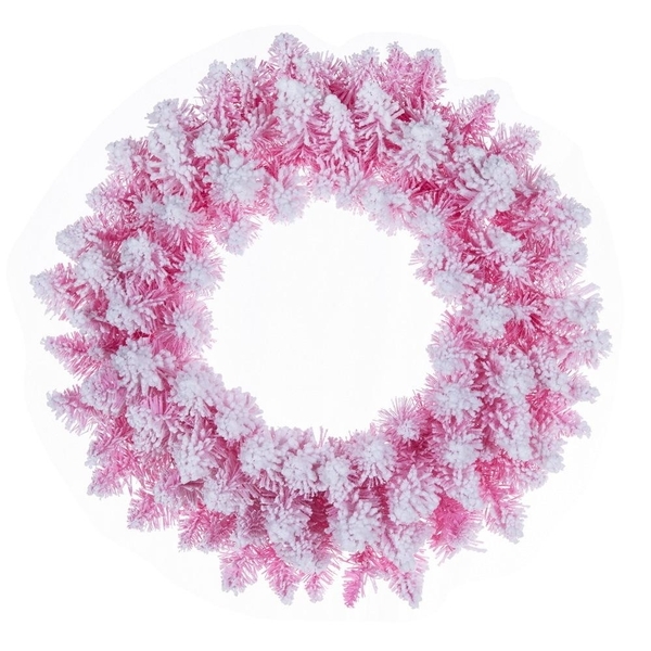 30" Flocked Pink Fir Artificial Wreath Unlit