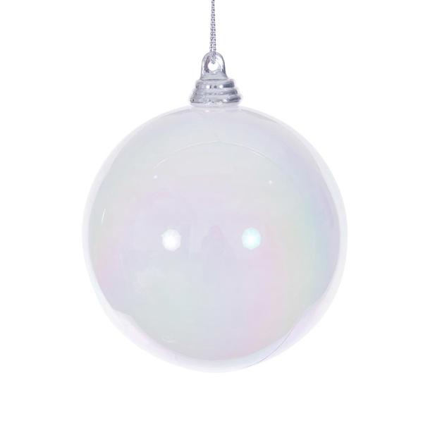 3" White Iridescent Ball Ornament (6 Pack)