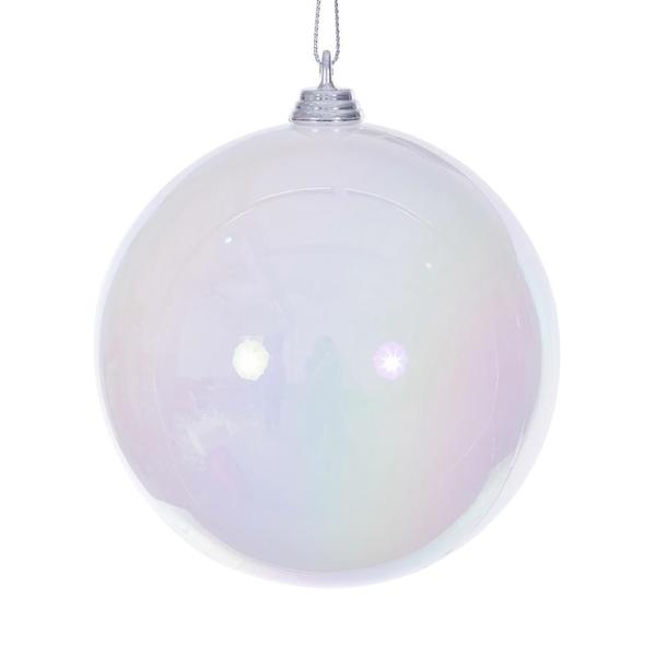 4" White Iridescent Ball Ornament (4 Pack)