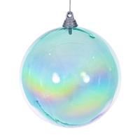 Vickerman 4" Teal Iridescent Ball Ornament (4 pack)