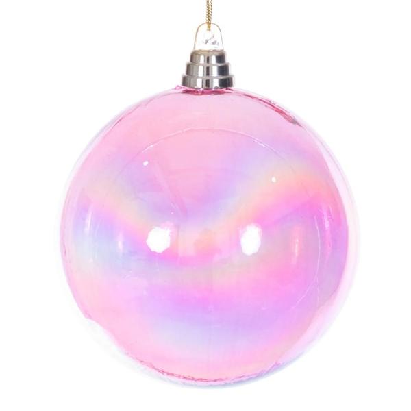 6" Pink Iridescent Ball Ornament (2 Pack)