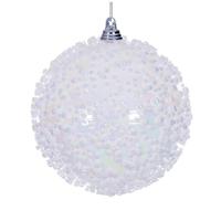 Vickerman 4" White Iridescent Ice-like Finish Ball Ornament (3 pack)