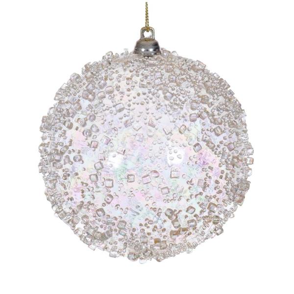 4" Champagne Iridescent Ice-like Finish Ball Ornament (3 pack)
