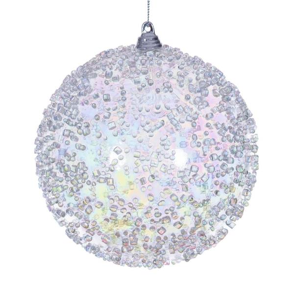 4.75" Clear Iridescent Ice-like Finish Ball Ornament (3 pack)