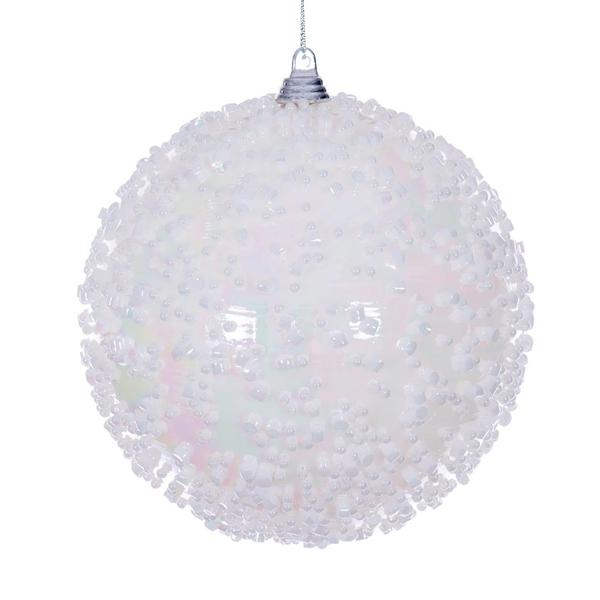 4.75" White Iridescent Ice-like Finish Ball Ornament (3 pack)