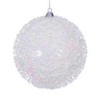 Vickerman 4.75" White Iridescent Ice-like Finish Ball Ornament (3 pack)