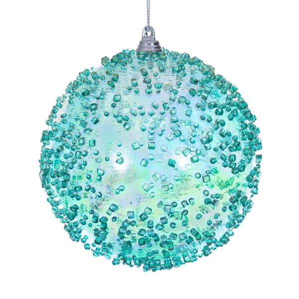 4.75" Teal Iridescent Ice-like Finish Ball Ornament (3 Pack)