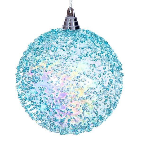 6" Baby Blue Iridescent Bead Christmas Ornament (2 Pack)