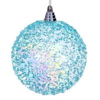 Vickerman 6" Baby Blue Iridescent Bead Christmas Ornament (2 Pack)