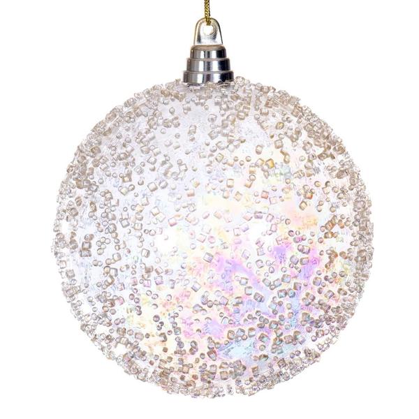 6" Champagne Iridescent Ice-like Finish Ball Ornament (2 pack)